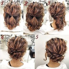 Easy Updo Hairstyles Tutorials, Updo Hairstyles Tutorials, Highlights Curly, Easy Updo Hairstyles, Bronde Balayage, Simple Prom Hair, Medium Curly, Up Dos For Medium Hair