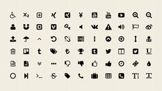 a large set of black and white icons on a white background, all in different styles