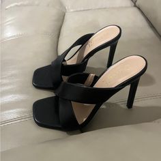 Gorgeous Black Heels, Very Sexy, Comfy & Elegant 4-inch Square Toe Heels For Night Out, Synthetic Wrapped Heel Shoes For Night Out, Black Heels With Sculpted Heel For Night Out, Black Heels With Heel Strap For Night Out, Square Toe Heels With Padded Heel For Night Out, Black Heels With Sculpted Heel For Date Night, Black Heels With Heel Strap For Date Night, Black High Heel Heels For Date Night, 4-inch High Heels For Night Out