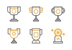 the trophy cup icons are shown in orange and gray colors, including one with a star on it