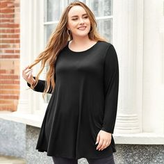 Product Details: Gentle Touching Plus Size Women's Tops - Larace women long sleeve shirts, made of skin-friendly rayon fabric, soft, lightweight, and stretchy fabric offer gentle touching. No see-through, no shrinking, no pilling, and no fading Women's Long Sleeve Tops - Long sleeve plus size tops for women, the basic crew neck style for daily wear and maternity shirt, any casual/working occasion or maternity. Plus size tunics for women fit Spring, Fall and as a basic layering top in Winter. Siz Tunic Tops With Leggings Plus Size, Plus Size Tunic And Leggings Fall, Walmart Tunics, Tunic For Leggings, Long Tops For Leggings Comfy, Long Tunic With Leggings, Plus Size Tunics For Women, Maternity Plus Size, Long Sleeve Shirts For Women