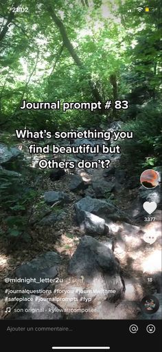 an image of a trail in the woods with text that reads, journal propp't