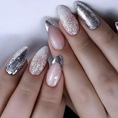 PRICES MAY VARY. 【High-Quality Press on Nails】:Our YEFIUO press on nails are thickened acrylic glossy fake nails with designs. Not only is it comparable to a nail salon, but it can also be done at home. Not only does it save you time and money, it also ensures that your nails will never break or split! 【DIY Nails That Wow】: With French designs,salon dip,acrylic nails,gel manicures,glue on nails,press ons manicures and more,YEFIUO has got you covered in the fashion colors,shapes,lengths,finishes, Nagel Tips, Snowflake Nails, Nail Swag, Nail Art Kit, Xmas Nails, Stick On Nails, Nail Art Hacks, Christmas Nail Art, Manicure E Pedicure