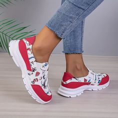 Women's Cartoon Santa Claus Slip-On Shoes: Festive and Lightweight Chr Comfortable Red Slip-on Sneakers With Round Toe, Red Slip-on Sneakers With Round Toe, Cartoon Santa Claus, Cartoon Santa, Festival Shoes, Christmas Shoes, Casual Flat Shoes, Trendy Shoes, Stylish Shoes