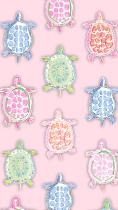 an image of turtle stickers on a pink background