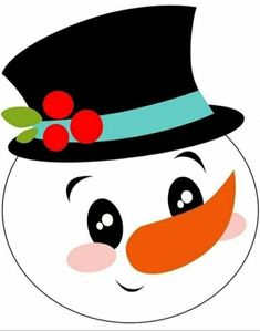 a snowman wearing a black hat and orange nose