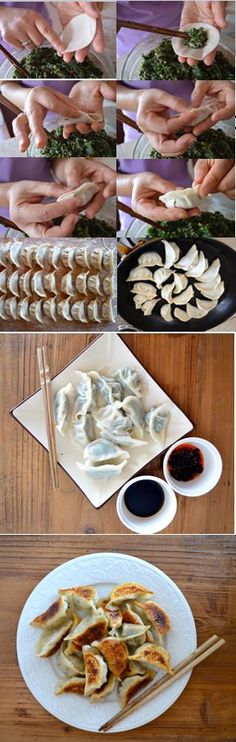 the process of making dumplings is shown here