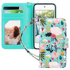 a phone case with a flower pattern and a keychain hanging from the side