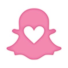 a pink snap icon with a heart cut out of it's center and the shape of a person's head