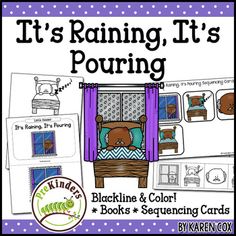 it's raining, it's pouting book and coloring cards for kids