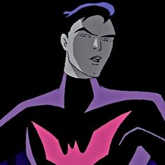 an animated image of a man in a purple and black suit with his hands on his hips