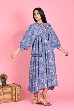 "Printed Cotton Dress, Long Women Dress, Cotton Maxi Dress, Flower Print Dress, Indian Tunic Dress, Block Printed Dress, Boho Dress, Sale Material ~ 100% Cotton gauze. Care ~ Gentle hand wash. Air dry in shade. Made ~ India OUR SIZE GUIDE Please use the following measurements and information as a guide to find the best fit for you so you can flow effortlessly in Indianavogue. MEASUREMENT PREFERENCE Size Chart in Inches:- Size S - Bust-40\" Size M - Bust-42\" Size L - Bust-44\" Size XL - Bust-46\ Flowy Floral Print Tunic Midi Dress, Purple Floral Print Tunic Dress, Bohemian Knee-length Floral Beach Dress, Printed Knee-length Bohemian Floral Dress, Bohemian Knee-length Printed Floral Dress, Knee-length Bohemian Printed Floral Dress, Bohemian Knee-length Floral Printed Dress, Knee-length Bohemian Floral Printed Dress, Bohemian Knee-length Floral Dress