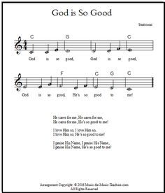 sheet music with the words god is so good