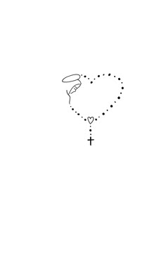 a black and white drawing of a heart with a cross on it's side