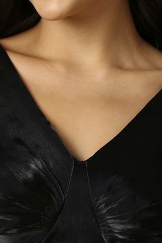 Padded Blouse, Black Silk, Red