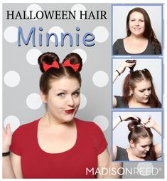 Easy Halloween Hair Ideas Minnie #halloween #minniemouse #disney #hairstyle Easy Halloween Hair, Easy Halloween Hairstyles, Scarlett Hair, Halloween Hair Ideas, Mouse Diy, Mouse Hair, Halloween Hairstyles, Hair Tricks, Minnie Mouse Costume