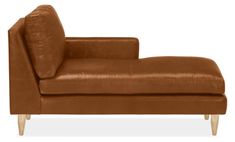 a brown leather chaise lounge chair on white background