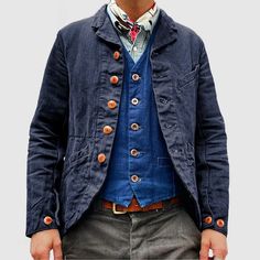 Men's Vintage Aged Lapel Button Down Jacket ( NEW ) Distressed Outfit, Button Down Jacket, Mens Casual Outfits, Loafers Men, Down Jacket, Vintage Men, Button Downs, Casual Outfits