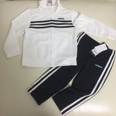 New $48 2 Pieces Matching Sets, Boy Outfits, Adidas, Silver, White, Color