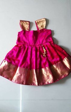 Baby Girl Dresses Indian, Cradle Ceremony, Kids Dress Collection, Kids Blouse Designs, Golden Border