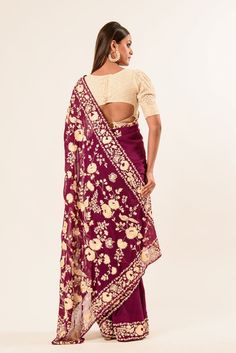 Elevate your ethnic wardrobe with the Maroon Parsi Gara Saree in pure Georgette. Its blend of luxurious fabric, intricate embroidery, and timeless design make it a must-have for any fashion-forward woman. Parsi Gara Saree, Gara Saree, Baluchari Saree, Hand Embroidery Work, Saree Blouse Styles, Silver Blouse, Pure Georgette Sarees, Sequin Saree, Orange Saree