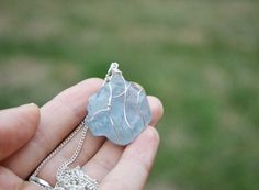 Celestite Necklace Nature-inspired Pendant Crystal Necklace As Gift, Nature-inspired Necklace With Large Stone For Gift, Unique Crystal Necklaces With Ethical Gemstones As A Gift, Large Stone Pendant Crystal Necklace For Gift, Celestite Necklace, Raw Celestite, Spirit Tree, Spring Necklace, Spiritual Necklace