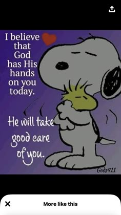 a cartoon snoop bear with the words i believe that god has his hands on you today he will take good care of you