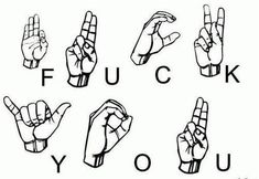 the alphabet is made up of many different hand gestures, including two fingers and one thumb