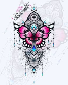 a butterfly tattoo design on a white background