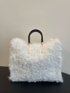 Size: (35x17x31cm) It comes with Dust box, Care manual, Tag and Paper bag. Fendi Tote Bag, Fendi Tote, Mohair Wool, White Fur, Product Pictures, Dark Brown Leather, Large Bag, Shopper Bag, Drop Shipping