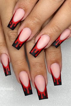 Are you looking for an all-occasion black nail design? Then stop reading, because this article is for you. Black nails symbolize maturity, confidence, Black Nails Tip, Pink And Black Almond Nails, Black Tip Almond Nails, Halloween Nails Black And White, Short Almond Nails Ideas, Black Nail Design, White Lace Nails, Black Gel Nails