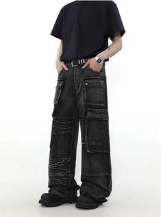 Estos pantalones no te decepcionarán. Cuentan con múltiples bolsillos.

 DETALLES
 Tipo de tejido: Suavizante
 Material: Mezclilla Hip Hop Fashion 90s, Unique Clothing Style, 90s Y2k Fashion, 90s Hip Hop Fashion, Denim Cargo Pants, Jeans Cargo, Japanese Street Fashion, Straight Leg Denim, Cargo Jeans