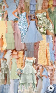 many different dresses are shown in this collage