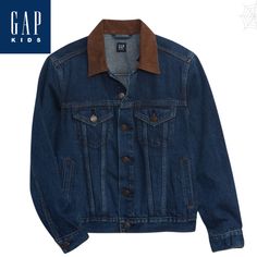 Nwt Gap Kids Iconic Trucker Jacket. Size Large. Blue. Brown Corduroy Collar. 100% Cotton. Long Sleeves With Button Cuffs. Spread Collar, Button Front. Button-Flap Patch Pockets At Chest, Front Slant Pockets. Better Denim. Better Planet. This Pair Of Denim Is Part Of Our Water-Saving Washwell Program. Compared To Conventional Wash Methods, Washwell Has Saved Millions Of Liters Of Water Since 2016. Approximate Measurements Pit To Pit 17” Length 20” Gap Denim Winter Outerwear, Blue Cotton Outerwear By Gap, Winter Denim Outerwear By Gap, Gap Blue Denim Jacket For Fall, Winter Cotton Denim Jacket By Gap, Casual Brown Outerwear By Gap, Brown Gap Outerwear For Winter, Gap Brown Winter Outerwear, Brown Gap Winter Outerwear