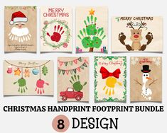 christmas handprint foot prints bundle 8 designs