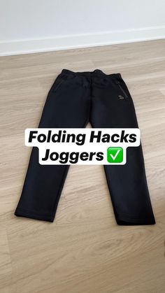 How To Fold Clothes Properly, Packing Hacks For Men, Folding Track Pants, How To Fold Leggings For Shelf, Folding Joggers, How To Fold Joggers To Save Space, How To Store Sweatpants, Sweatpants Organization Ideas, Organize Sweatpants