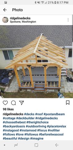 an instagram post about building a gazebo in the back yard with wood framing