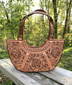 Hand-Tooled Leather Purse, Medium Satchel, Shoulder Bag, "Azteca" by ALLE, Mexican purse, Western Style, Mother's day gifts Artisan Hand-tooled Shoulder Bag, Brown Hand Tooled Clutch Bag, Artisan Hand Tooled Bag For Travel, Artisan Hand Tooled Travel Bag, Artisan Hand Tooled Pouch Bag, Artisan Hand-tooled Pouch Bag, Leather Bag With Engraved Details For Everyday Use, Artisan Hand Tooled Bags For Everyday Use, Leather Bag With Engraving For Everyday Use