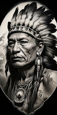 INDIAN CHIEF TATTOO DESIGN Indian Chief Headdress Tattoo, Indian Chief Head Tattoo, Indian Chief Tattoo Design, Indian Headdress Tattoo Design, Native Tattoo Design, Chief Tattoo Design, Native Indian Tattoo Design, Headdress Tattoo Design, Native American Indians Tattoo