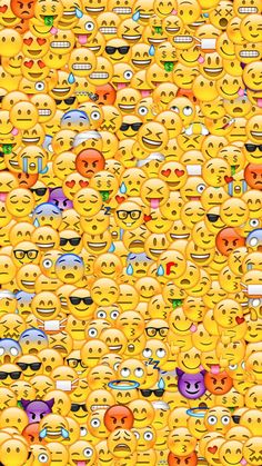 an image of many yellow emoticions with different facial expressions and colors on them