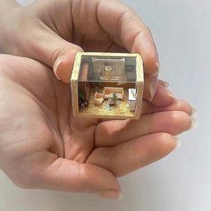 a person holding a miniature house in their hands