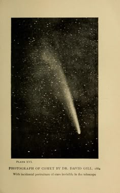 an old photo of a comet in the sky