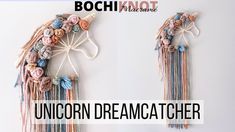 two unicorn dream catchers are hanging on the wall with text that reads, unicorn dream catcher