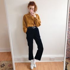 Beautiful deep navy blue chunky cord trousers, high waisted - Depop New Grunge, Trousers High Waisted, Cord Trousers, Deep Navy Blue, New Fashion Trends, Curvy Outfits, Fashion Lookbook, Character Outfits, Looks Vintage