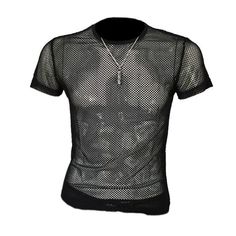 Threebooy New Men's T-shirt Trend Breathable Mesh Hollow Slim Fit Bottoming Sweatshirt Male Fitness Sports Quick-drying Short-sleeved Top Material: nylon Collar: O-Neck Hooded: No Gender: MEN Tops Type: TEES Item Type: tops Tips: Please choose the size according to your height and weight. 1. Order size is EU Size. 2. As measured by hand,1-3 cm difference is allowed (1cm=0.39inch). 3. Different computer can display different colors even if it is the same color.please allow reasonable color differ Breathable Crew Neck Top For Outdoor, Mesh Short Sleeve T-shirt For Streetwear, Fitted Short Sleeve T-shirt For Outdoor, Black Moisture-wicking Tops For Outdoor, Black Stretch Top For Outdoor, Mesh Crew Neck T-shirt For Streetwear, Black Sports Shirt For Summer, Black Breathable T-shirt For Summer, Black Techwear Tops For Summer