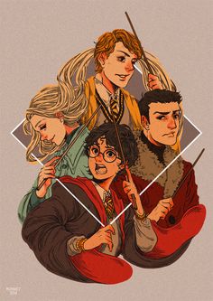 harry potter and hermione's hogwarts poster by theartofle