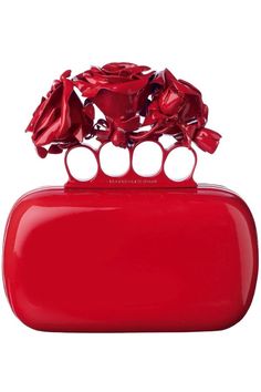 Alexander Mcqueen Purse, Rose Purse, Alexander Mcqueen Handbags, Alexander Mcqueen Clutch, Flower Handbag, Red Clutch, Interior Luxury, Patent Leather Handbags, Red Lacquer