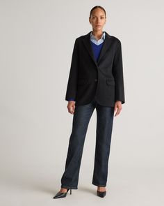 Our Double-Faced Merino Wool Soft Blazer—a luxurious blend of timeless elegance and modern sophistication. Crafted from premium, soft-to-the-touch Merino wool, this blazer delivers a lightweight yet warm feel, perfect for transitioning between seasons. The double-faced design offers a refined, sleek look with clean lines, while the open front adds an effortless touch of style. The blazer’s relaxed fit is perfect for layering and complements any outfit, whether paired with a formal dress or casua Luxury Semi-formal Fall Blazer, Elegant Fall Blazer With Concealed Placket, Luxury Fall Business Casual Suit, Luxury Business Casual Suits For Fall, Luxury Business Casual Fall Suit, Fall Single Breasted Blazer For Formal Occasions, Tailored Elegant Sport Coat For Fall, Single Breasted Blazer For Formal Fall Occasions, Single-breasted Blazer For Fall Formal Wear