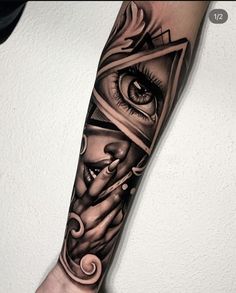 a man's arm with an all seeing eye tattoo on it