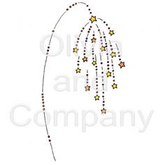 a drawing of a string with stars hanging from it's end and beads on the end